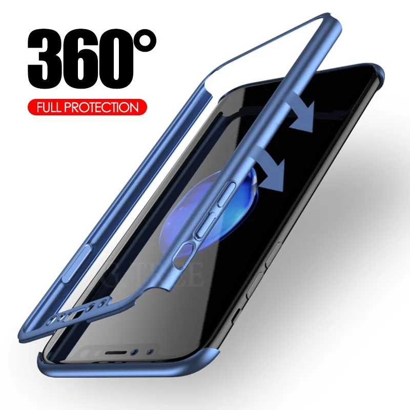 Роскошный 360 Полный чехол для телефона iPhone 7 8 6 6s Plus 5 5S SE защитный X XR XS Max со стеклом