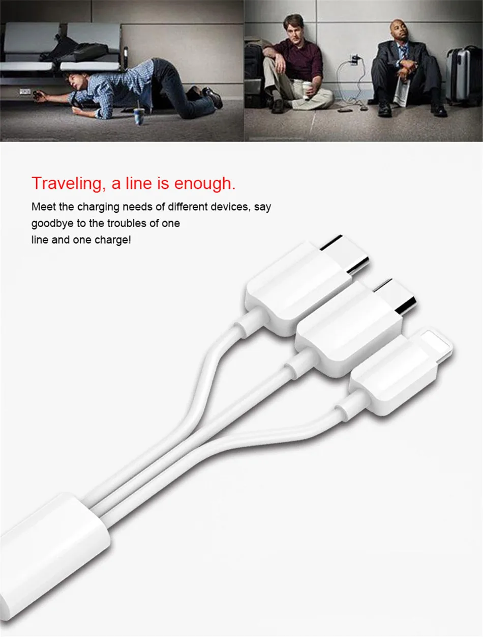 NOHON 3 in 1 Micro USB Type C Lighting Fast Charging Cables For iPhone 8 7 Plus X Samsung Huawei Android IOS Phone Charge Cable (3)