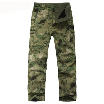 

TAD Shark Skin Waterproof Windproof Outdoor Hiking Climbing CS Camouflage Hunting Pants Men Fleece Trousers Military Army Pant