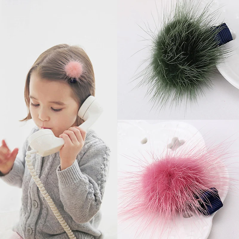 Корейский искусственный мех мяч для девочек заколка для волос аксессуары для волос подарок детские заколки для волос заколки для девочек зажимы для волос оптом