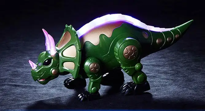 Дистанционное управление освещение электрическая танцевальная музыка Трицератопс Игрушечная модель динозавра детский подарок готовое животное на батарейках - Цвет: Зеленый