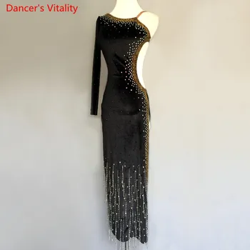 

Sexy Backless Latin Dance Performance Dress Women Girls Kids Children Latin Ballroom Waltze Tango Dance Competition Clothing