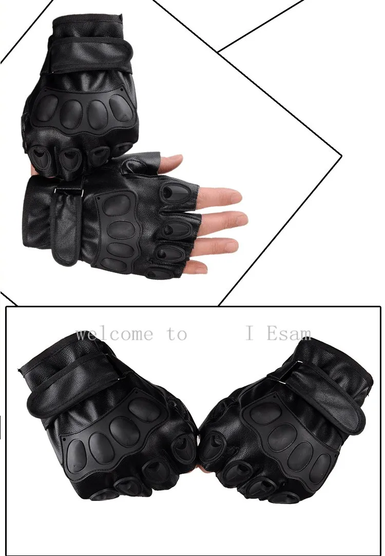 ПУ кожаные тактические перчатки Военные перчатки без пальцев, митенки для мужчин противоскользящие мото велосипедные перчатки мужские