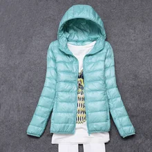 Женский светильник, тонкий пуховик размера плюс, весенний тонкий короткий пуховик с капюшоном, женский ультра-светильник, однотонная верхняя одежда, пуховик 0378