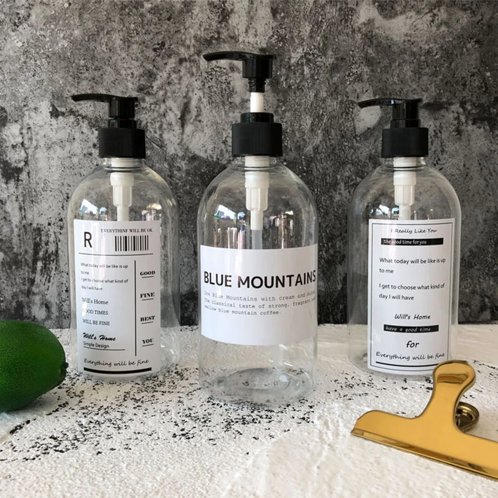 500ML Bath Shampoo Storage Bottle Travel Portable Liqud Lotion Shower Gel Organizer Transparent