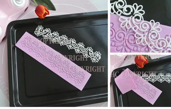 

Rectangle Classic Style Flower Lace Silicone Mould Cake Mat Fondant Embossed Border Trim Decorating Sugarcraft DIY Mold Tools