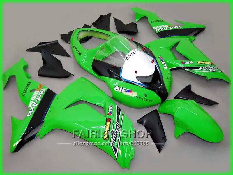 Зеленые Обтекатели для Kawasaki Ninja ZX10r 2006 2007 06 07 комплект обтекателей лучшего