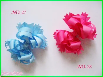 

free shipping 50pcs 4.5'' Boutique Funky Hair Bow Girl hair bows solid color funky layered hair clips
