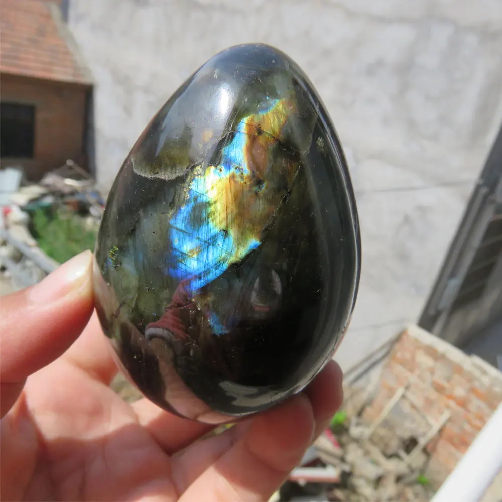 

304g AAA Natural Madagascar Labradorite Crystal Egg Mineral Specimen Crystal Clusters Reiki Healing Home Decoration