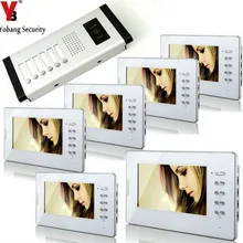 YobangSecurity White 7 Inches Color Wired Video Doorbell Door Chime,Rainproof Door Phone For 6 Units Villa Apartment Intercom