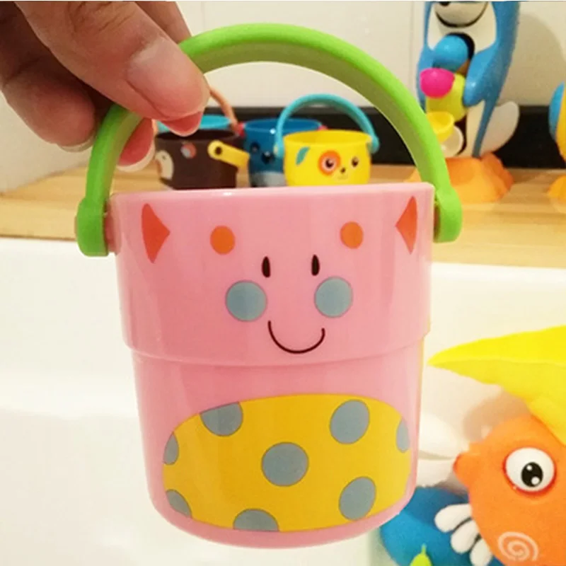 Мультяшное маленькое ведро, детские игрушки для купания для детей, маленькая игрушка для полива, игрушки для купания, детские игры, Jouet Bain - Цвет: Pink