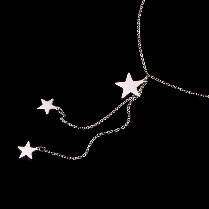 Olowu Beauty Charm женское ожерелье с 3 звездочками из нержавеющей стали Длинная подвеска