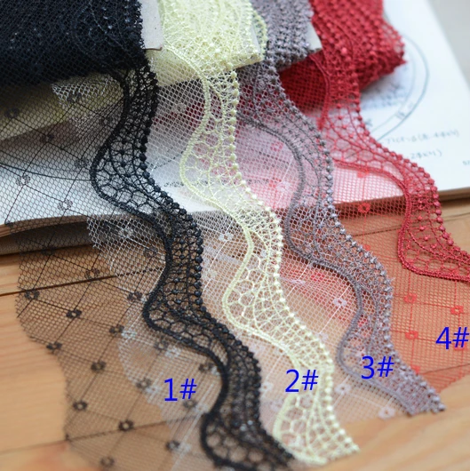 

Lace accessories Two color into white gauze fine lace 6.5 cm wide