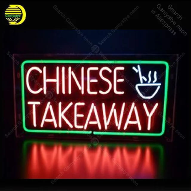 Neon Sign for chinese fast food restaurant Neon Tube sign glass handcraft Decor windows Nean Sign light lamp Letrero Trade mark