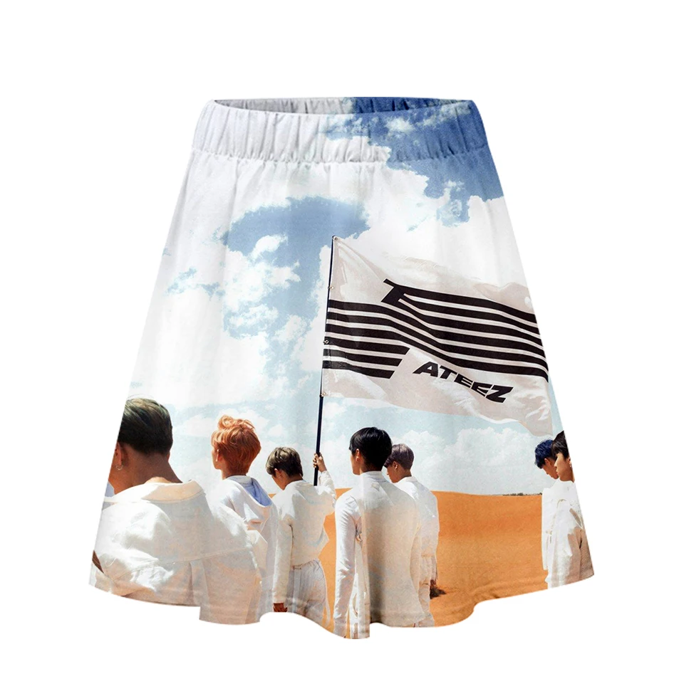 VAGROVSY 3D ATEEZ юбка женская летняя сексуальная Подростковая Z вентиляторы ATINY Повседневная Harajuku Женская Kawaii Kpop ATEEZ юбка
