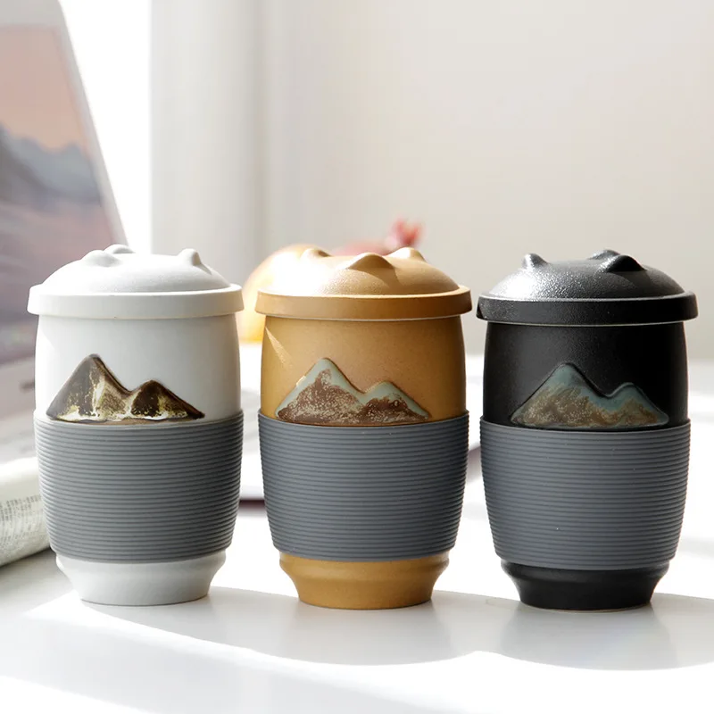 

Chinese Ceramic Tea Mugs Ceramic Tea Cup Travel Tea Mugs with Filters 300ml