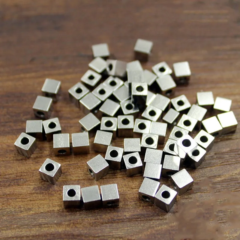

20pcs 2/3/4/6/8mm Square Beads Stainless Steel Spacer Bead Positioning Beads for DIY Bracelet Jewelry Findings