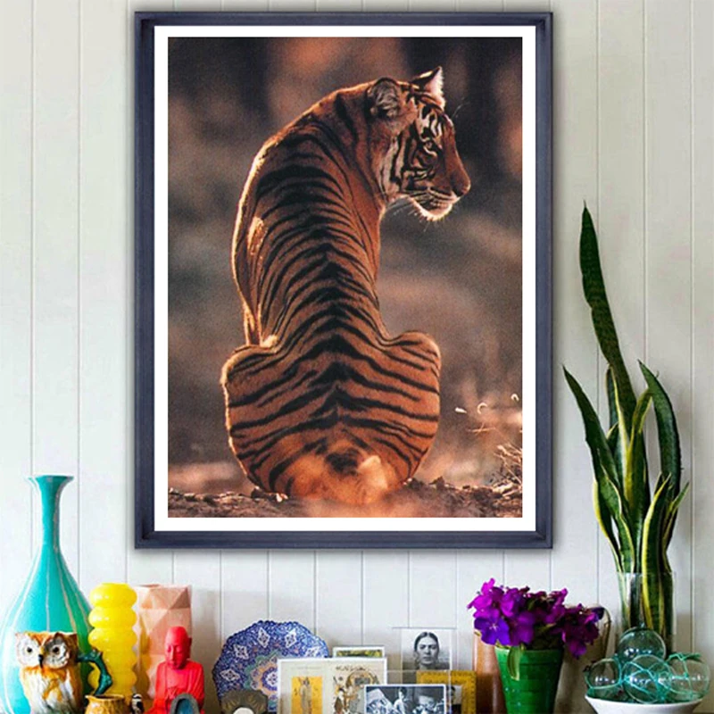 Diamond Painting Full Drill Tiger Cross-Stitch DIY Diamond Embroidery Cartoo round resin Diamond Mosaic Home Wall decor painting