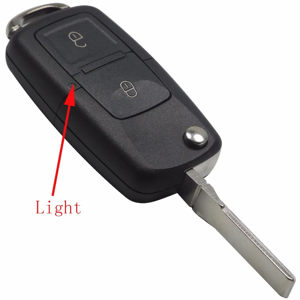

jingyuqin 2 Buttons Remote Flip Folding Car Key Shell for VW Volkswagen Golf MK4 Bora Key Case Cover Cut/Uncut Blade Optional