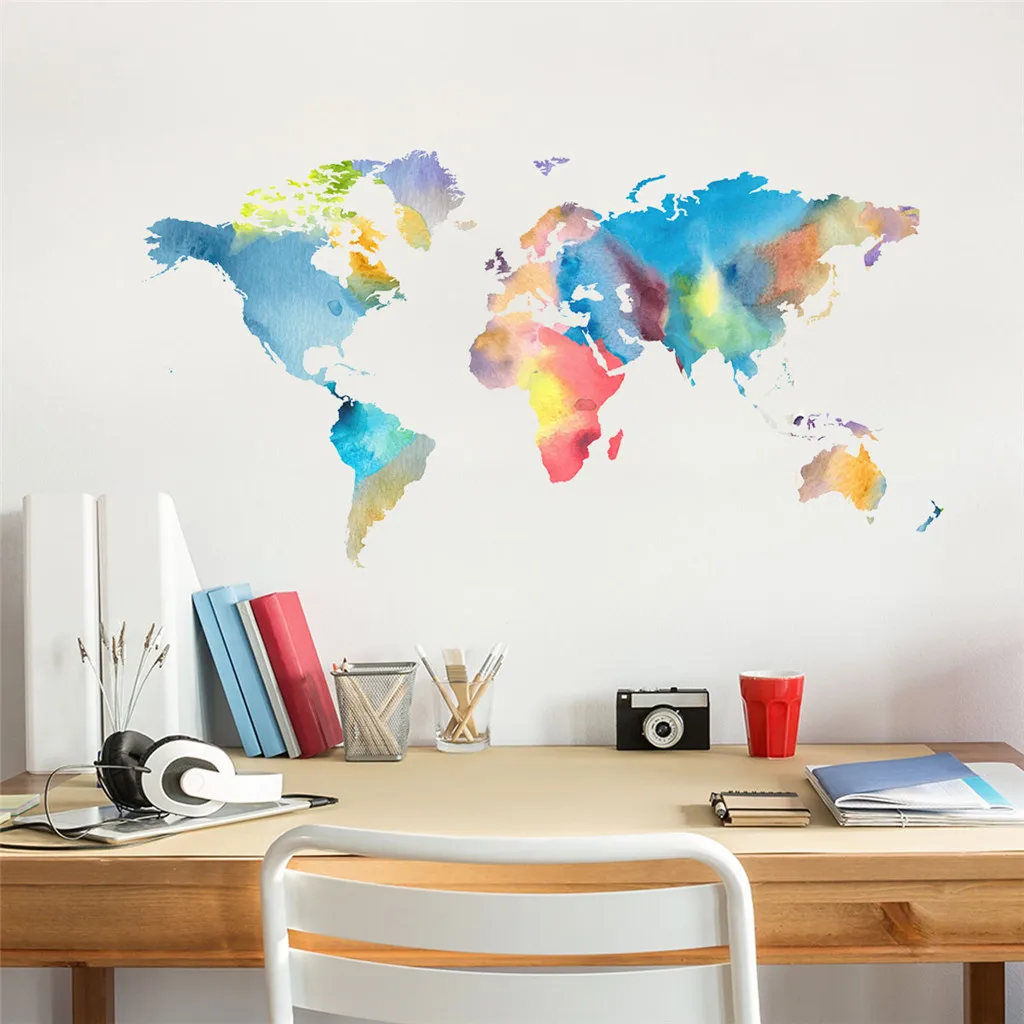 Wall Sticker Diy Wallpaper Colorful World Map Home Decor Wall Decals Baby Room Bedroom Window Decorative Nursery Poster Buy At The Price Of 1 39 In Aliexpress Com Imall Com