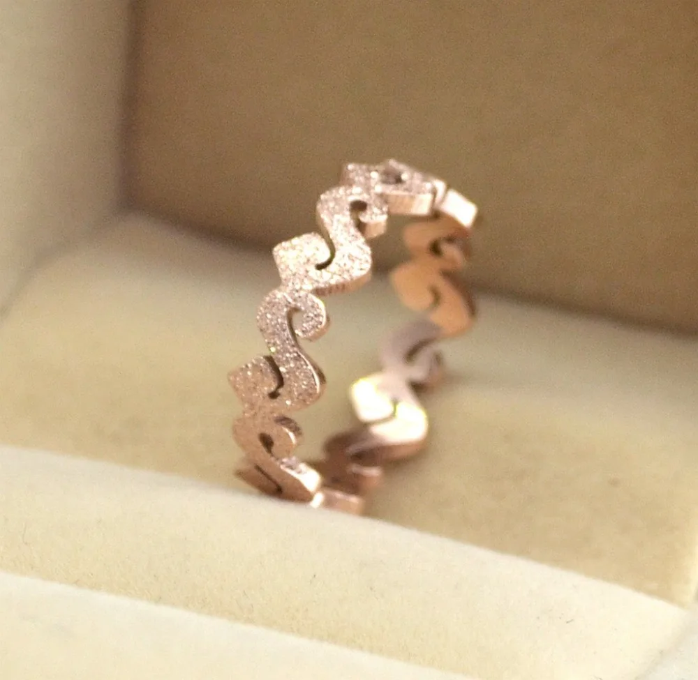 

Titanium frosted S shaped titanium ring rose gold color women ring