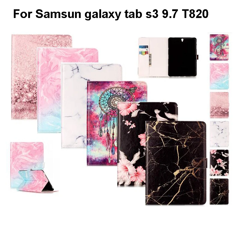 Для Samsung galaxy tab s3 9 7 T820 мраморный кожаный чехол-бумажник с откидной крышкой tabs3 SM-T825