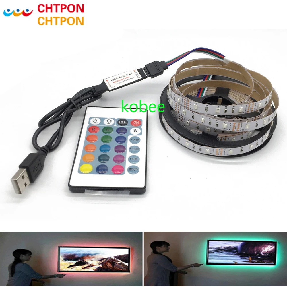 

USB LED Strip lamp 2835SMD DC5V Flexible LED light Tape Ribbon 1M 2M 3M 4M 5M HDTV TV Desktop Screen Background Bias lighting