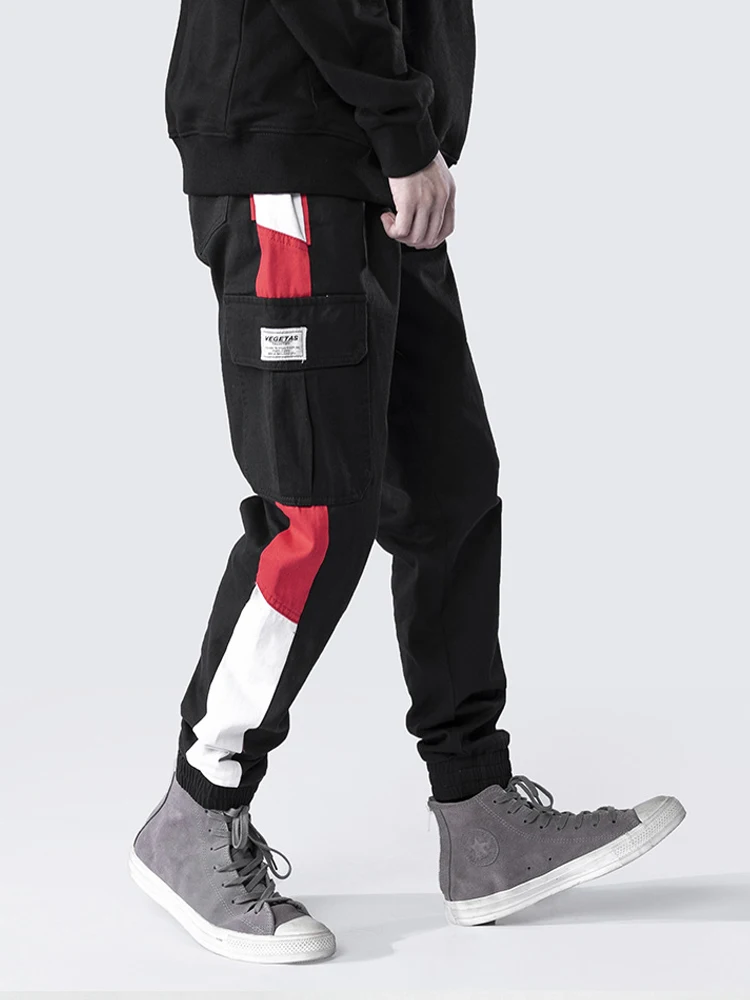 

Fashion Classical Men Jeans Spliced Design Japanese Style Loose Fit Cargo Pants hombre Streetwear Hip Hop Joggers Pants homme