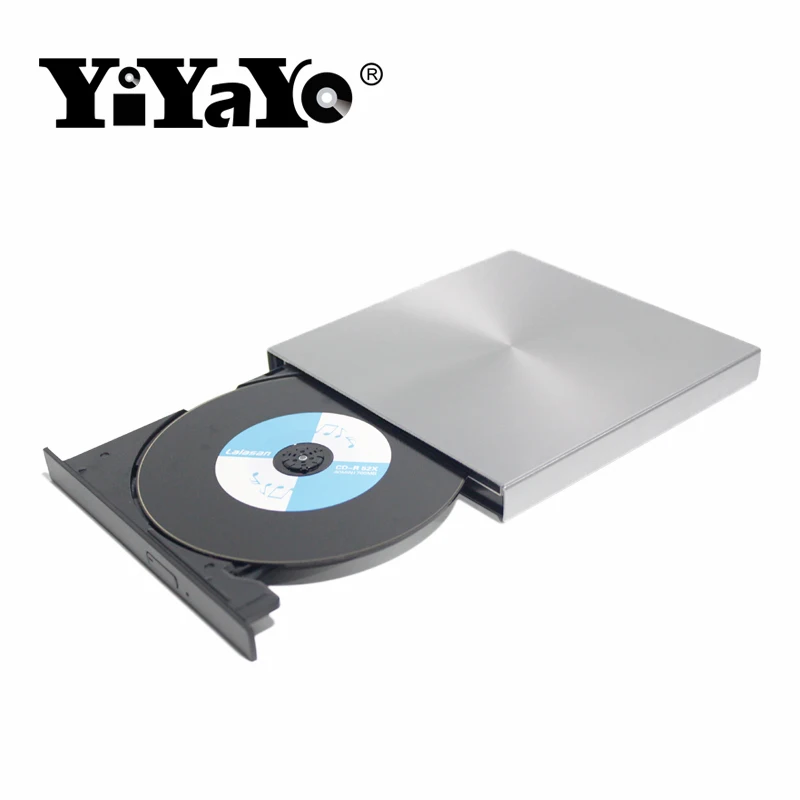 YiYaYo USB 3.0 Aluminum Alloy External DVD Burner CD Player Portatil Slim Silver New Model of Optical Drive For Laptop Recorder