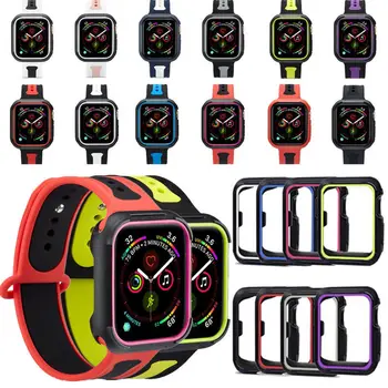 

Silicone Wrist Strap Protective Case Cover For Apple Watch Band 38mm 42mm 44mm 40mm for iWatch Series 5 4 3 2 1 Accessories
