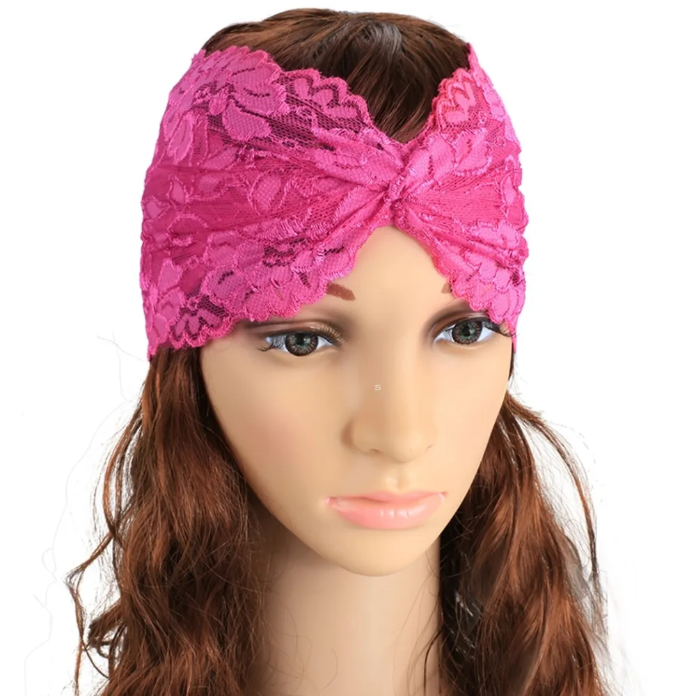 Stylish Womens Bohemia Color Choosed Lace Knit Hair Band Crochet Floral