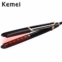 Kemei Профессиональный инфракрасный выпрямитель волос бигуди отрицательная ионизация волос плоский Утюг выпрямление волос плойка с светодиодный дисплеем