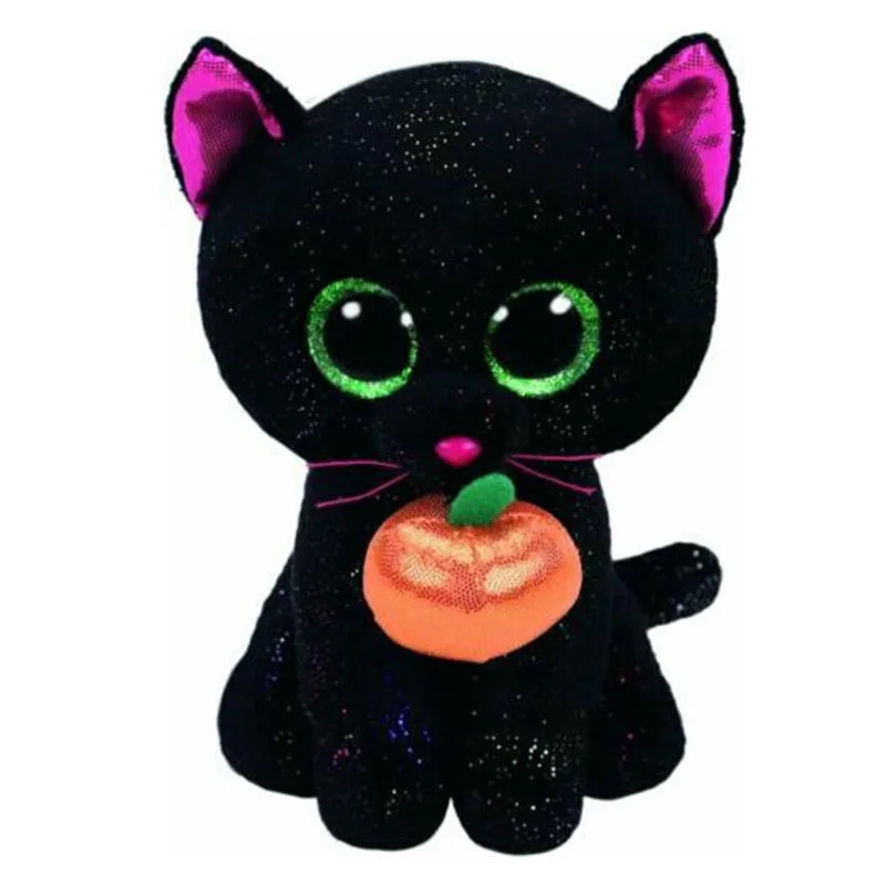 

Ty Beanie Boos 6" 15cm 2019 Halloween Potion Black Cat with Pumpkin Plush Dolls Kid Toys Children Birthday Christmas Gifts