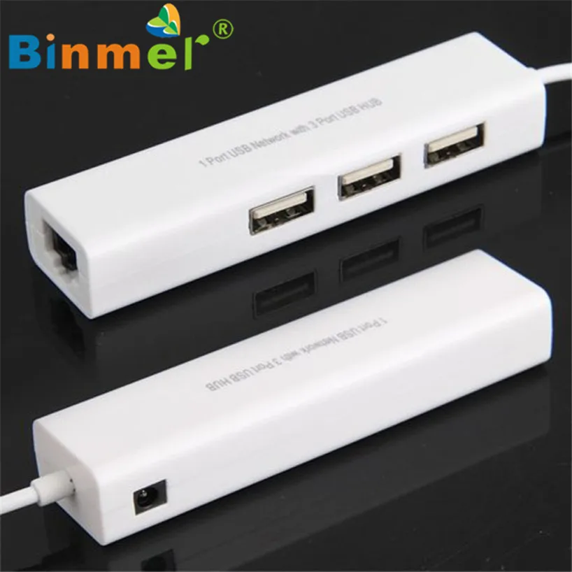 Binmer модная USB к RJ45 Lan карта Ethernet сетевой адаптер кабель+ 3 порта концентратор для Win 8 7 XP Sep 15