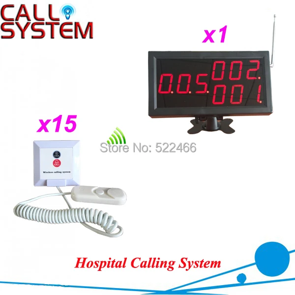 Nurse Calling System for hospital patients with 15 calling buttons and 1 number monitor, Shipping Free