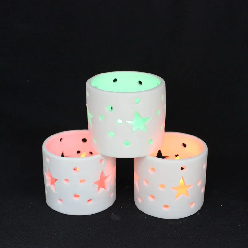 ceramic candle holder with star