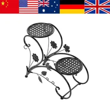 2 яруса железная напольная стойка для цветочного горшка стойка для садового Патио Декор железная стойка для цветочного горшка Dekoration(черный