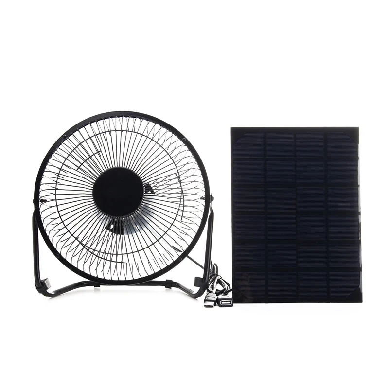 

Solar Panel Powered +USB 5W Metal Fan 8 Inch Cooling Ventilation Car Cooling Fan for Outdoor Traveling Fishing Home Office
