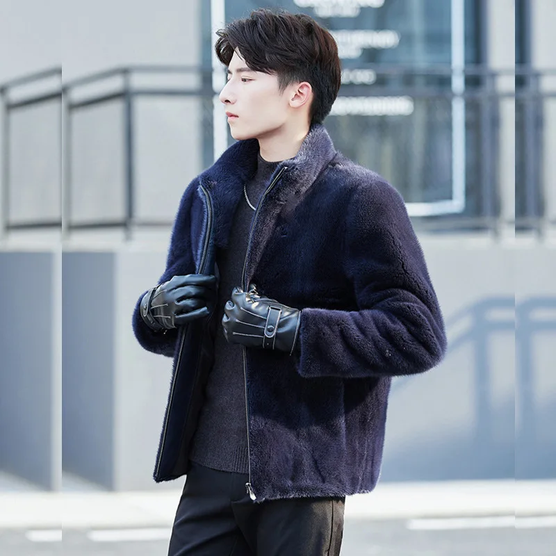 

Zipper Stand Collar Male Winter Autumn Fake Fur Jackets Large Size Thick Faux Fur Outwears Male Fur Coat Chaqueta Hombre D389