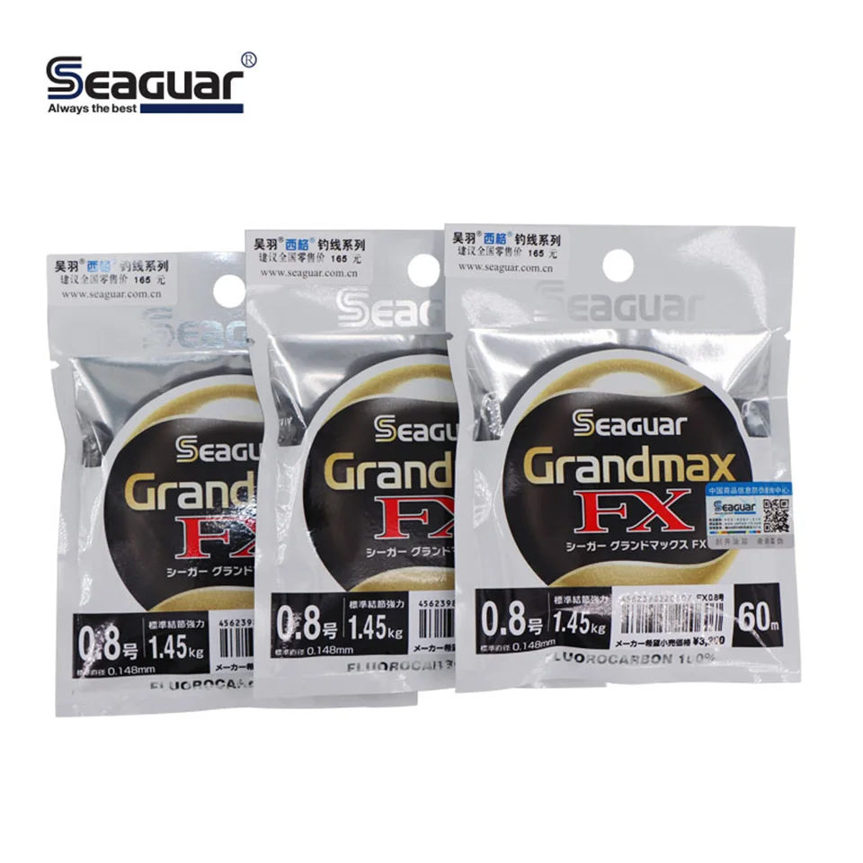 SEAGUAR GRAND MAX FX 60 м рыболовные лески фторуглеродная леска 0,65 кг-13,0 кг мощный износостойкий хороший светильник