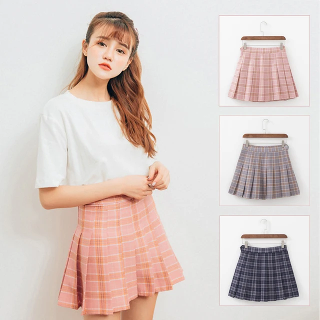 Korean summer school style skirt waist loose slim pleated skirt culotte female A wordin Skirts