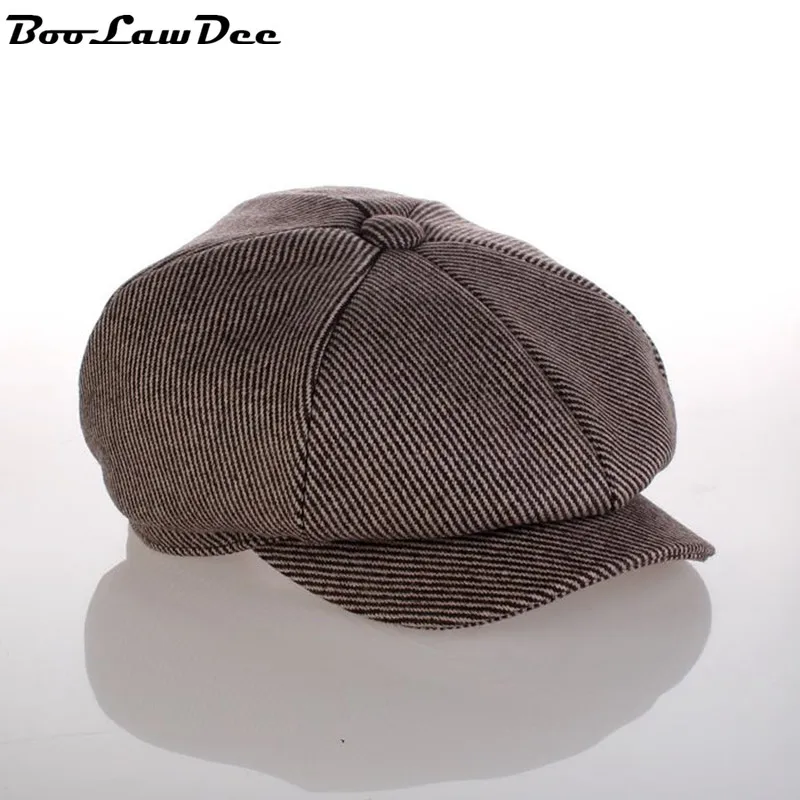 Boolawdee 56/58/60 см шестиугольник newsboy cap художник шляпу модные коричневые полоски