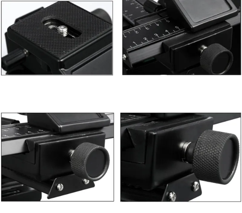 Professional Metal 4 Way Macro Focusing Focus Rail Slider 14 Screw Mount Macro Flash Bracket Adjustable Photography Rail Slide