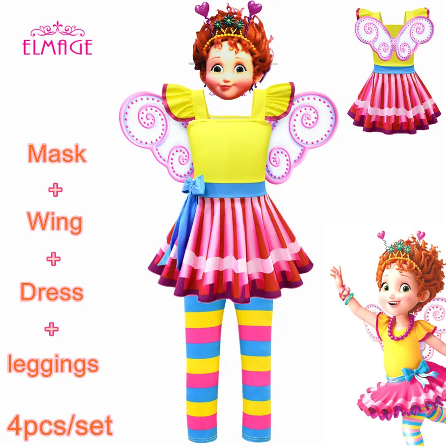 

Girls LOL Fancy Dress Party Nancy Cosplay Costume fancy nancy Clancy Kids Wedding Birthday Party Princess Dress Mask Wings Set