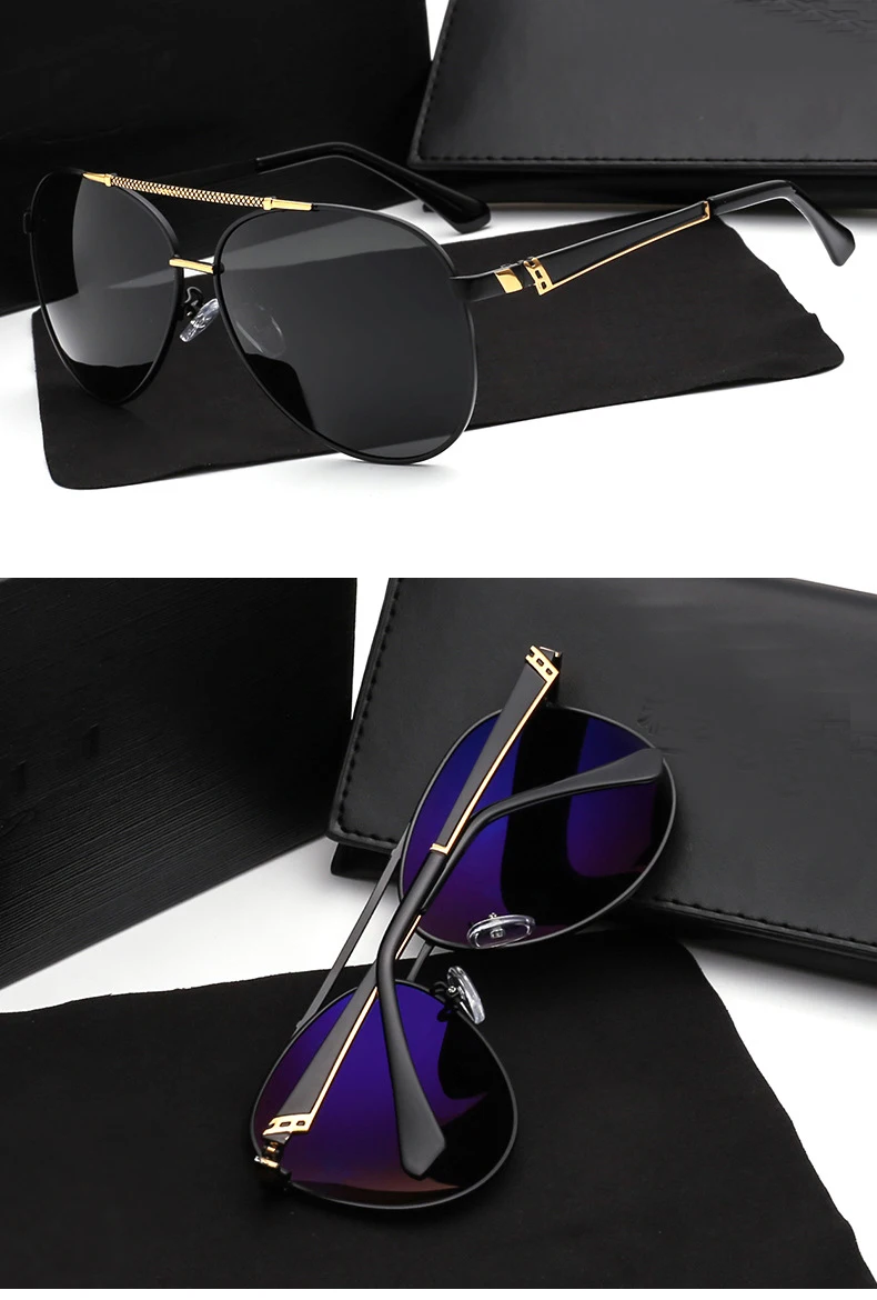 Поляризованные Для мужчин привод солнцезащитные очки-авиаторы, брендовый дизайн, солнцезащитные очки модные UV400 зеркало мужской высокое качество с коробкой UV400