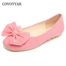COVOYYAR/Новинка года; милые женские туфли на плоской подошве с бантом; розовые лоферы; сезон весна-лето; балетки на плоской подошве; обувь для беременных без застежки; WFS941