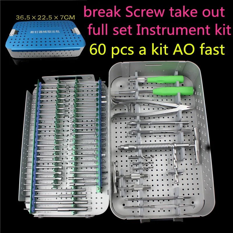 medical orthopedic instrument bone screw plate Install remove instrument set 60 tool kit Slip Broken Extractor screwdriver AO