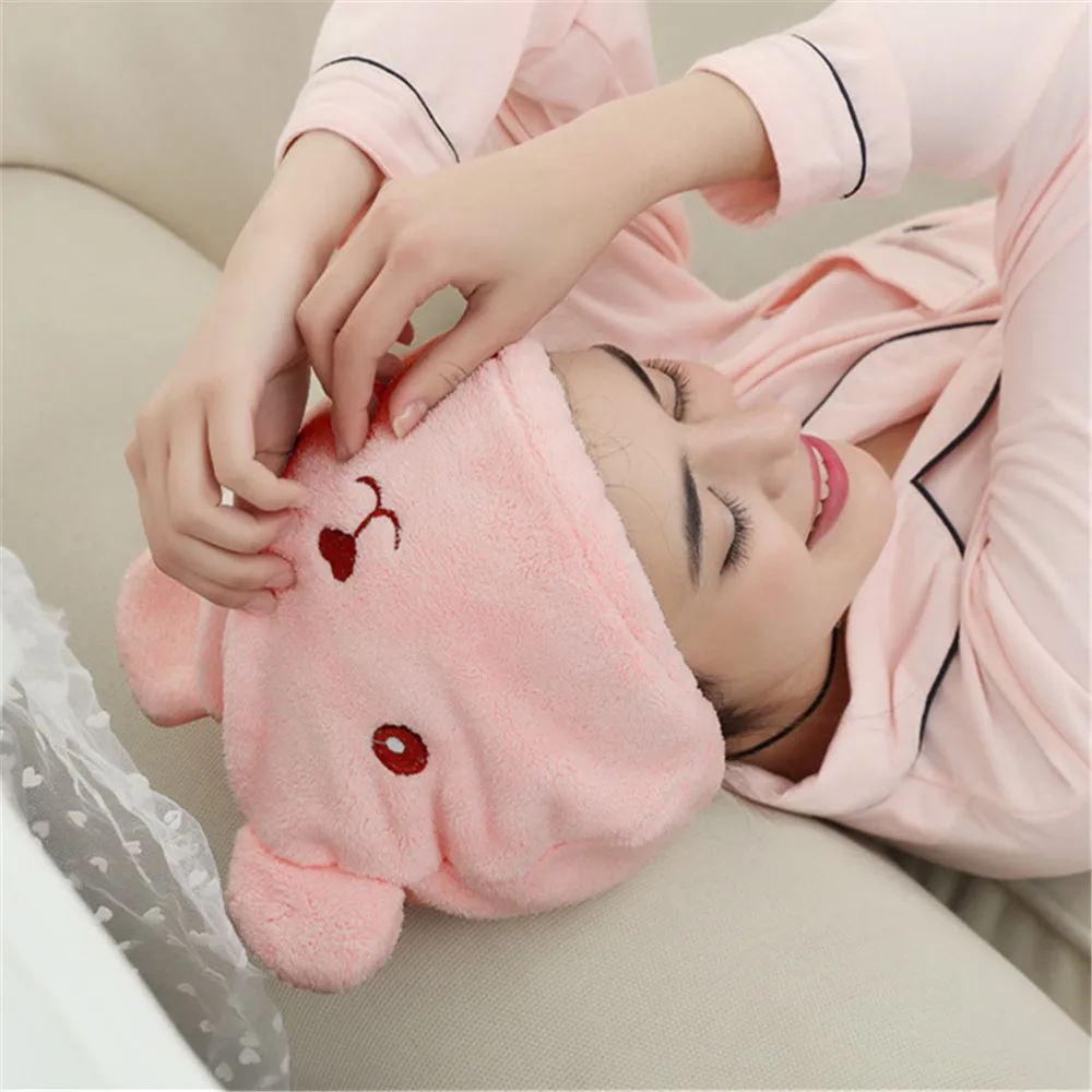 Hair Turban Quickly Dry Hair Hat Women Wrapped Towel Bathing Cap The Dry Hair Cap Cute Bear Microfiber Cap HOT