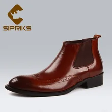 Sipriks/мужские кожаные ботинки челси; цвет красный, коричневый; классические ботильоны с перфорацией типа «броги»; цвет желтый, коричневый, черный; модельные туфли в европейском стиле