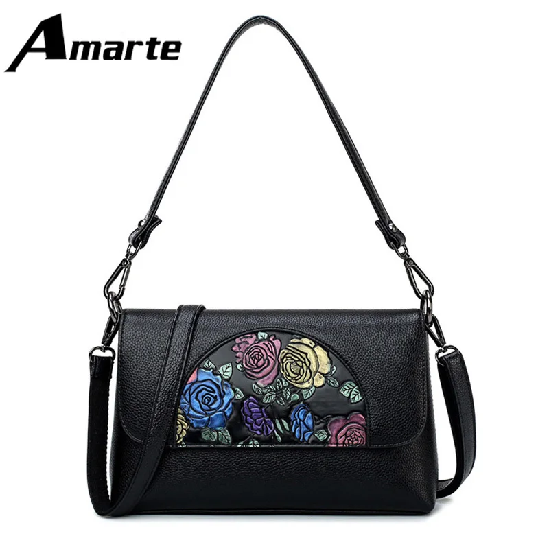 

YANXI Women Handbags High Quality Small Bags for Women 2018 Mini Flower Appliques Purses and Handbags Black Flap Sac A Main